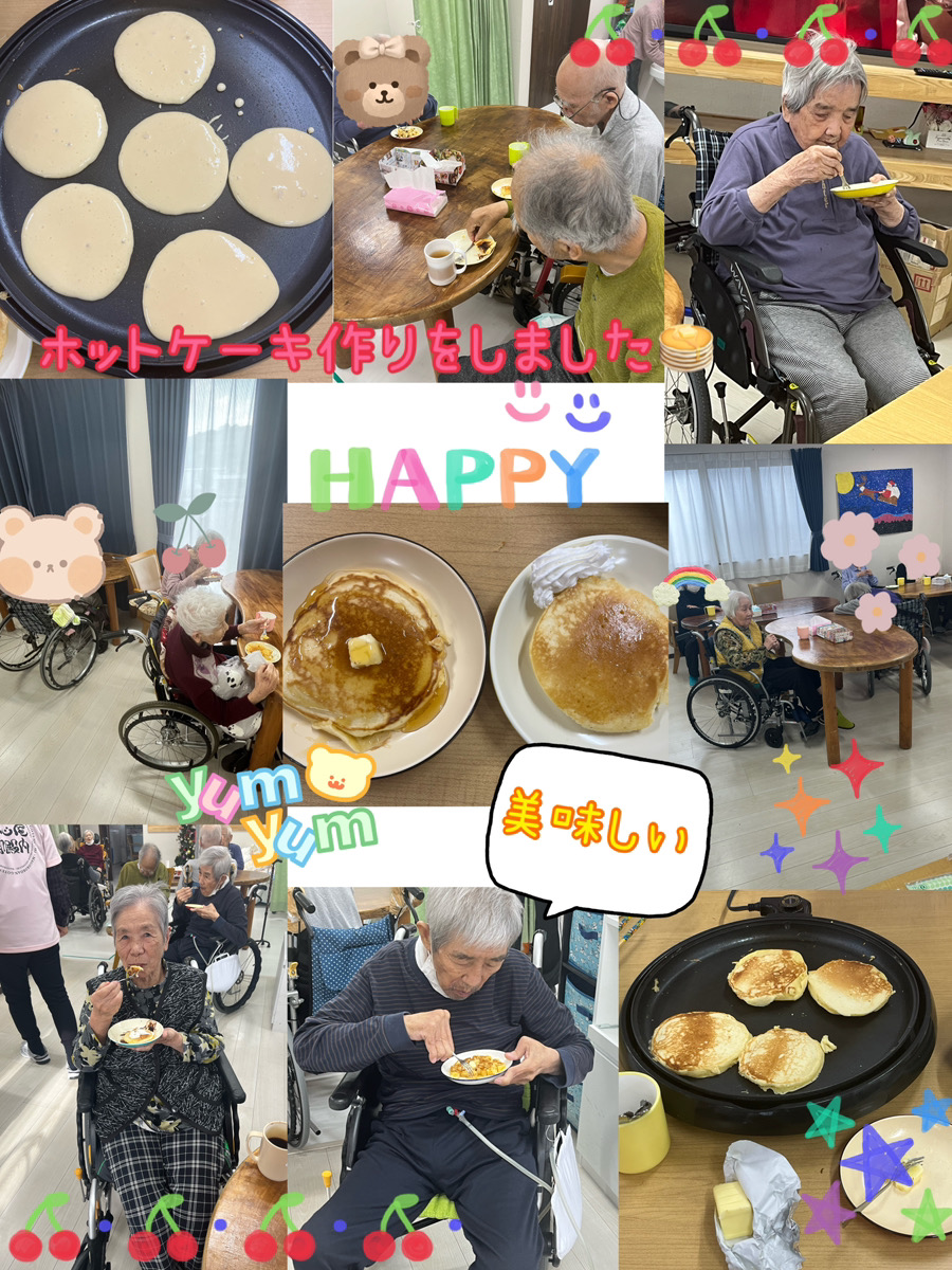 おやつにホットケーキ作りをしました。